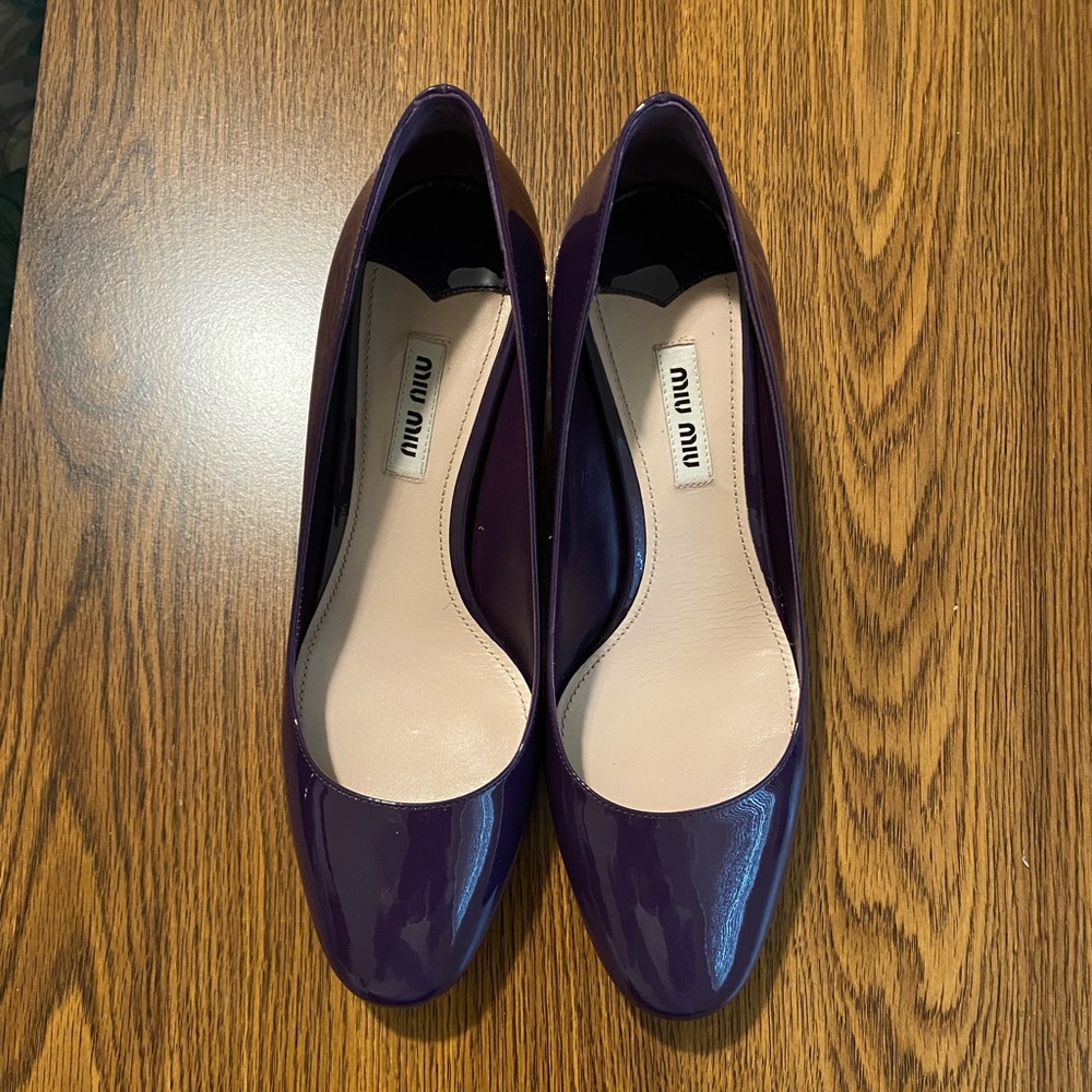 Miu Miu Patent Leather Block Heels With Crystal E… - image 2